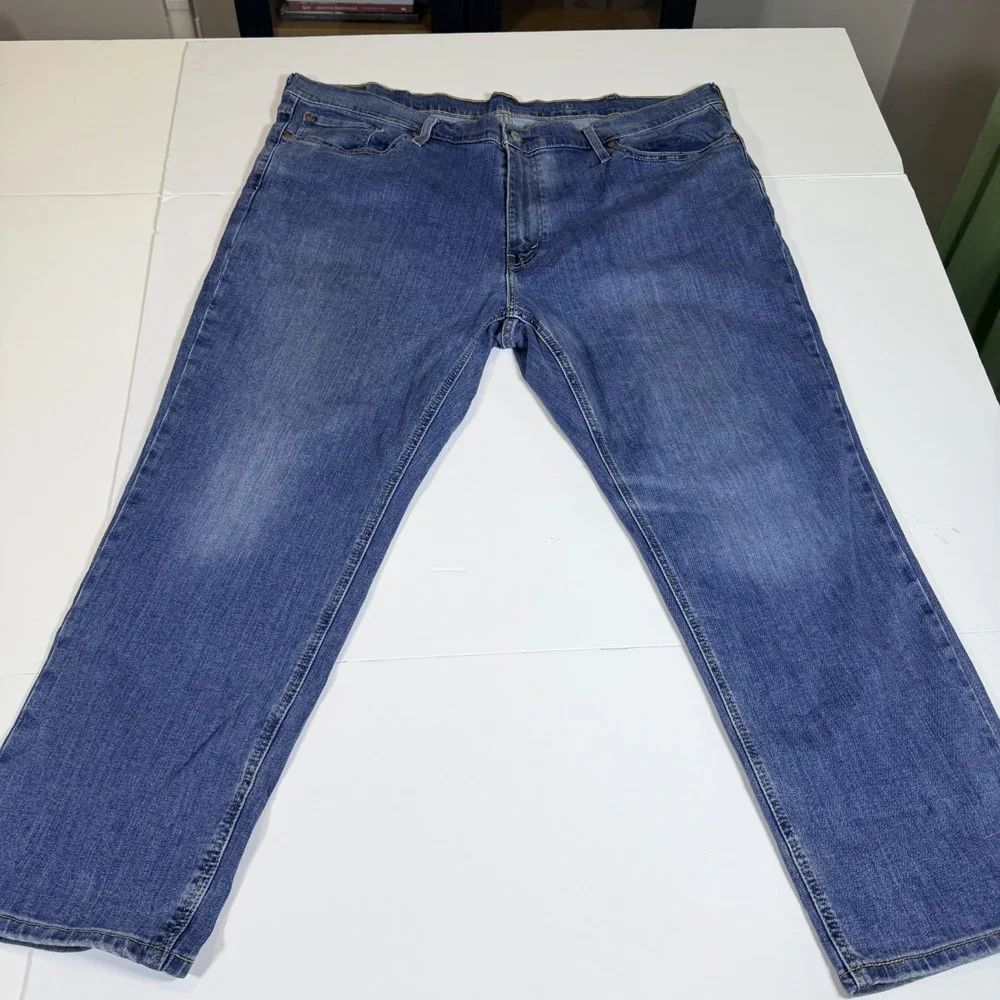 Levi's 541 Jeans Mens 46x30 Blue Denim Faded Stretch Y2K Low Waist Straight Leg